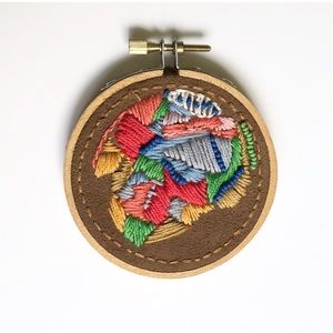 Mini Abstract Embroidery & Beading Hoop Art